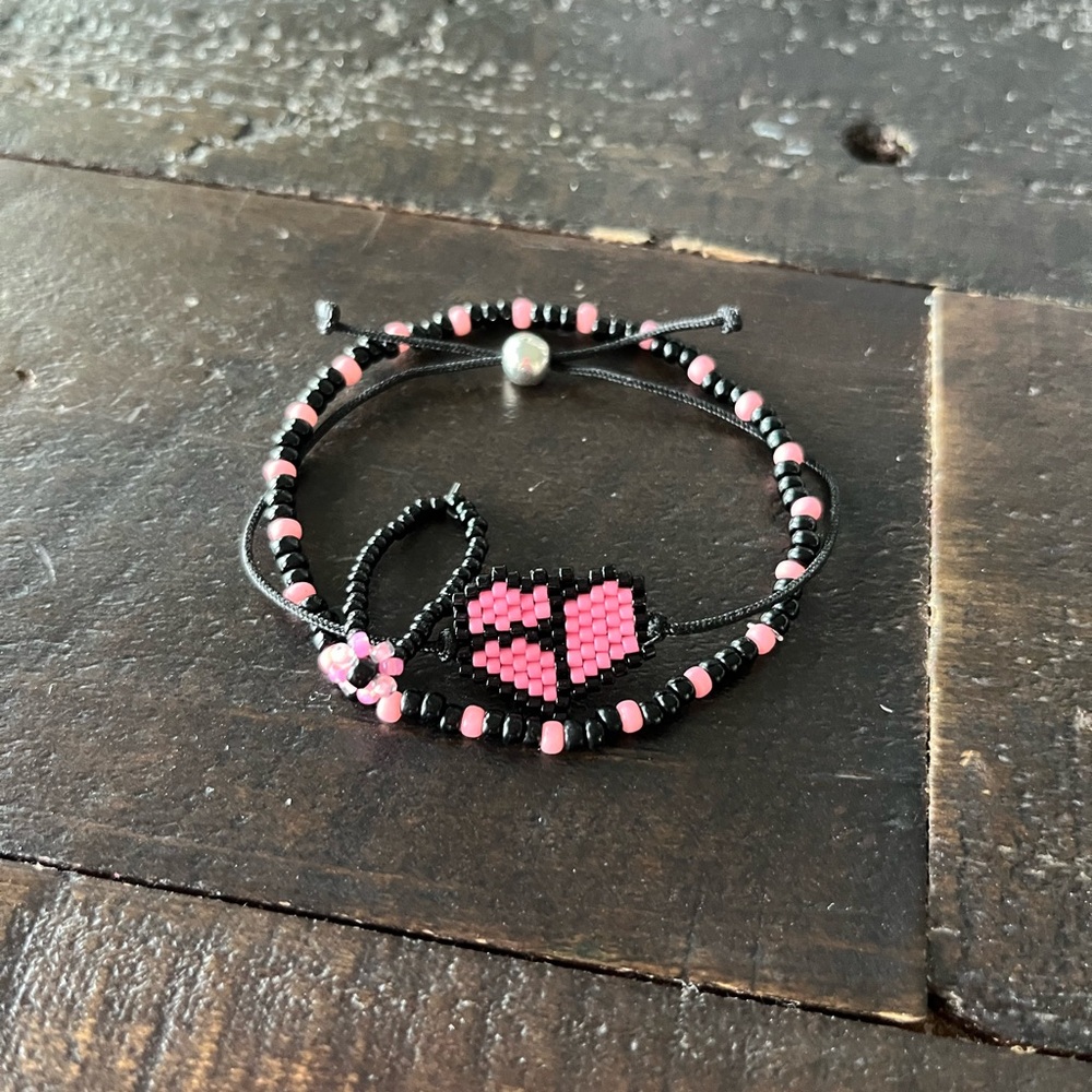 Black pink theme bracelets and a ring set